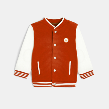 سويت شيرت تيدي مضلع بلونين برتقالي على شكل ثعلب للرضع